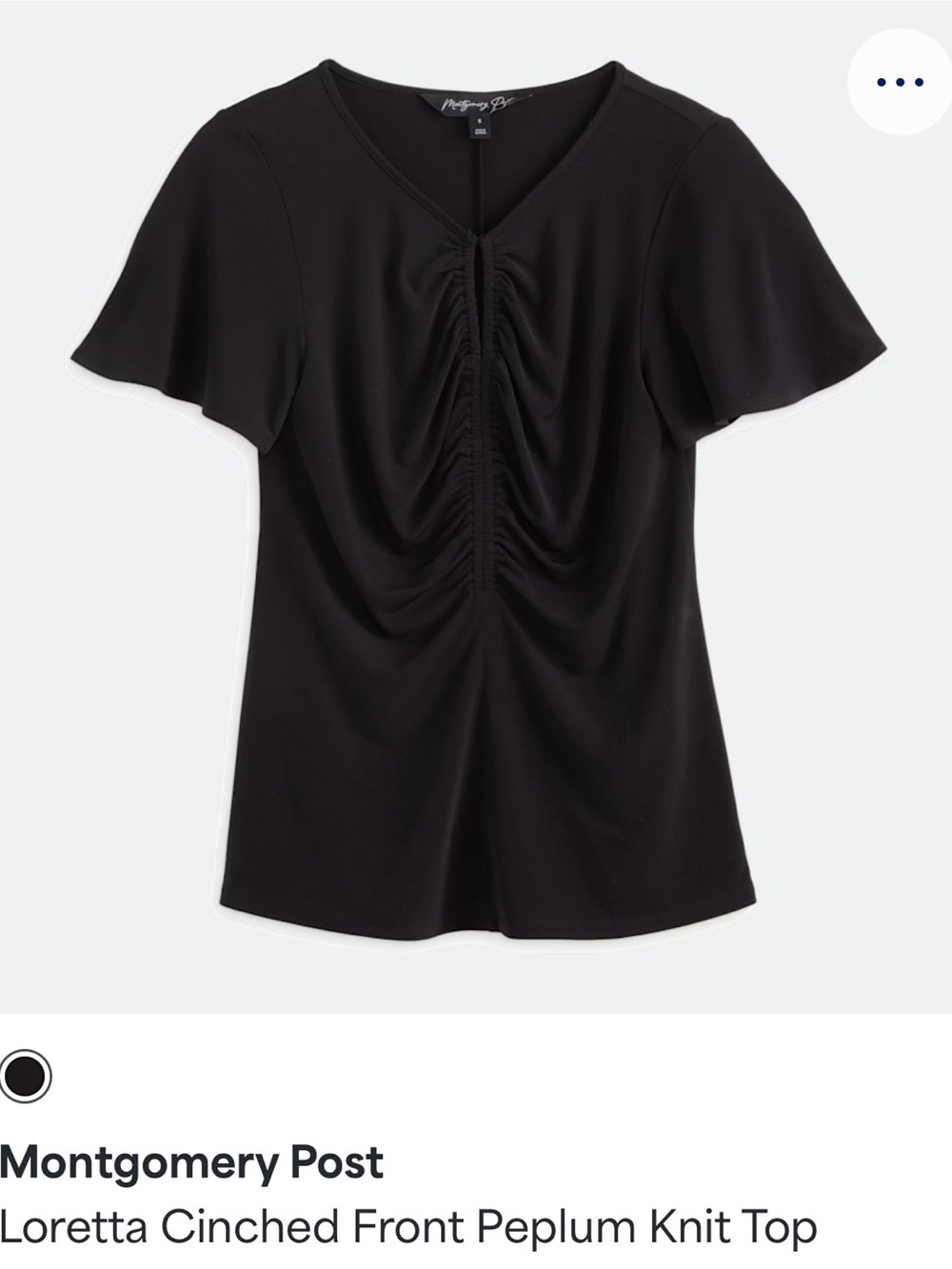 Loretta Cinched Front Peplum Knit Top - Black